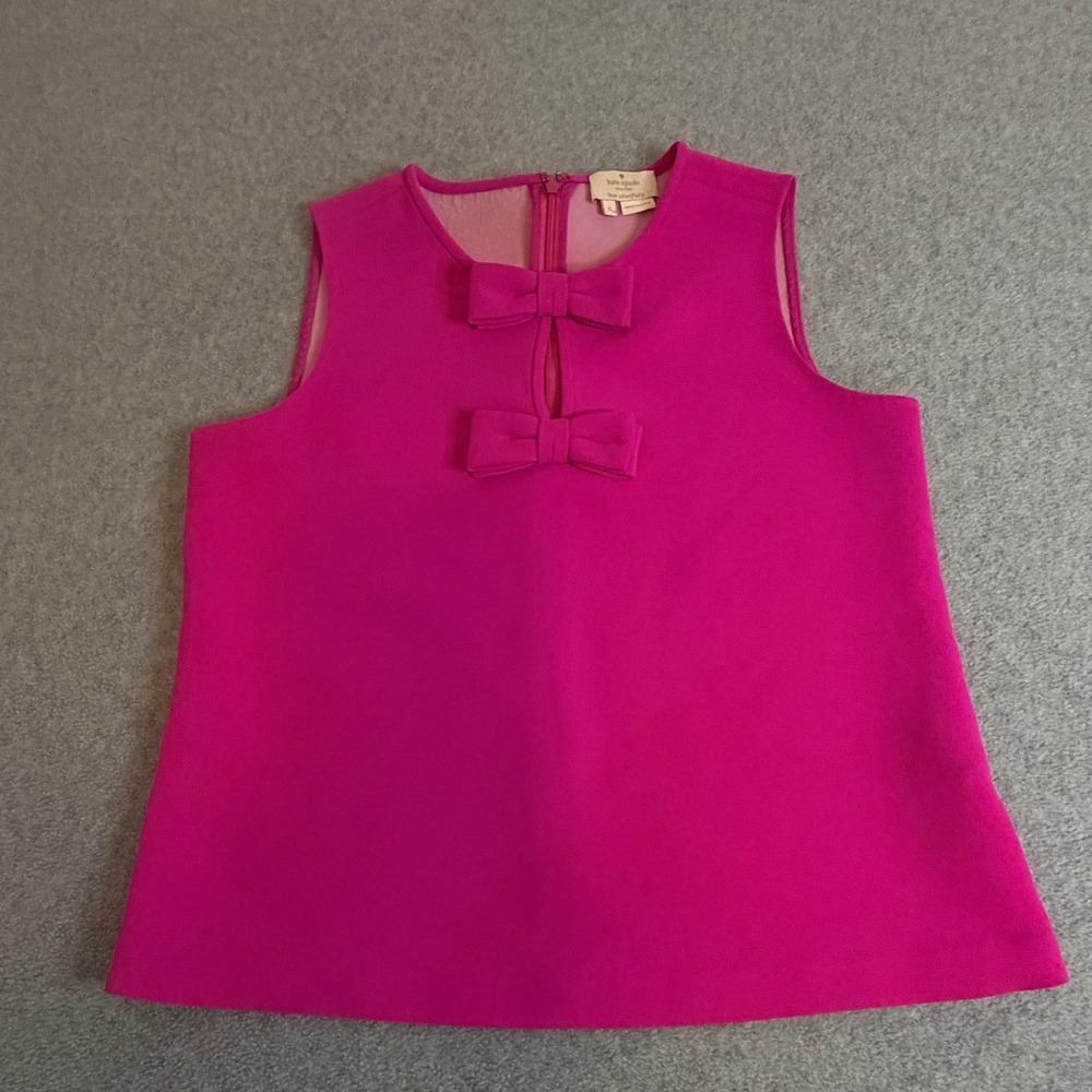 Kate Spade New York Magenta Pink Sleeveless Bow Front Top Size 0